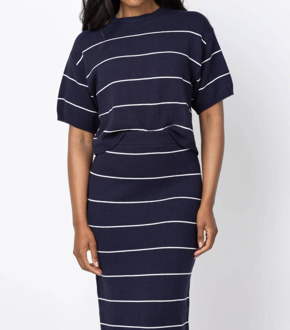 NEW STITCHES & STRIPES warner short sleeve stripe tee in navy